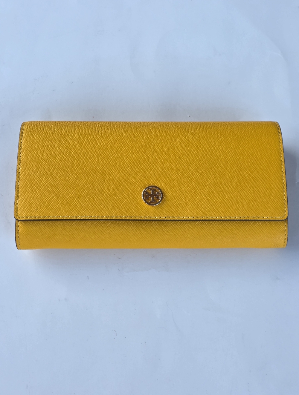 Tory Burch Robinson Envelope Yellow  Leather Continental Wallet NWOT